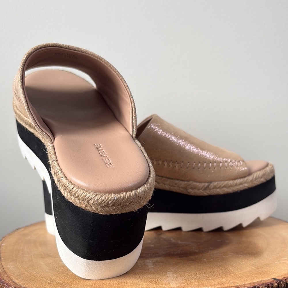 Free People Tan Patent Platform Espadrille Mules